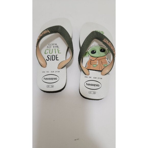 Star Wars Baby Yoda Havaianas Kids Flip Flops Size 10C Green/Beige - Picture 4 of 8
